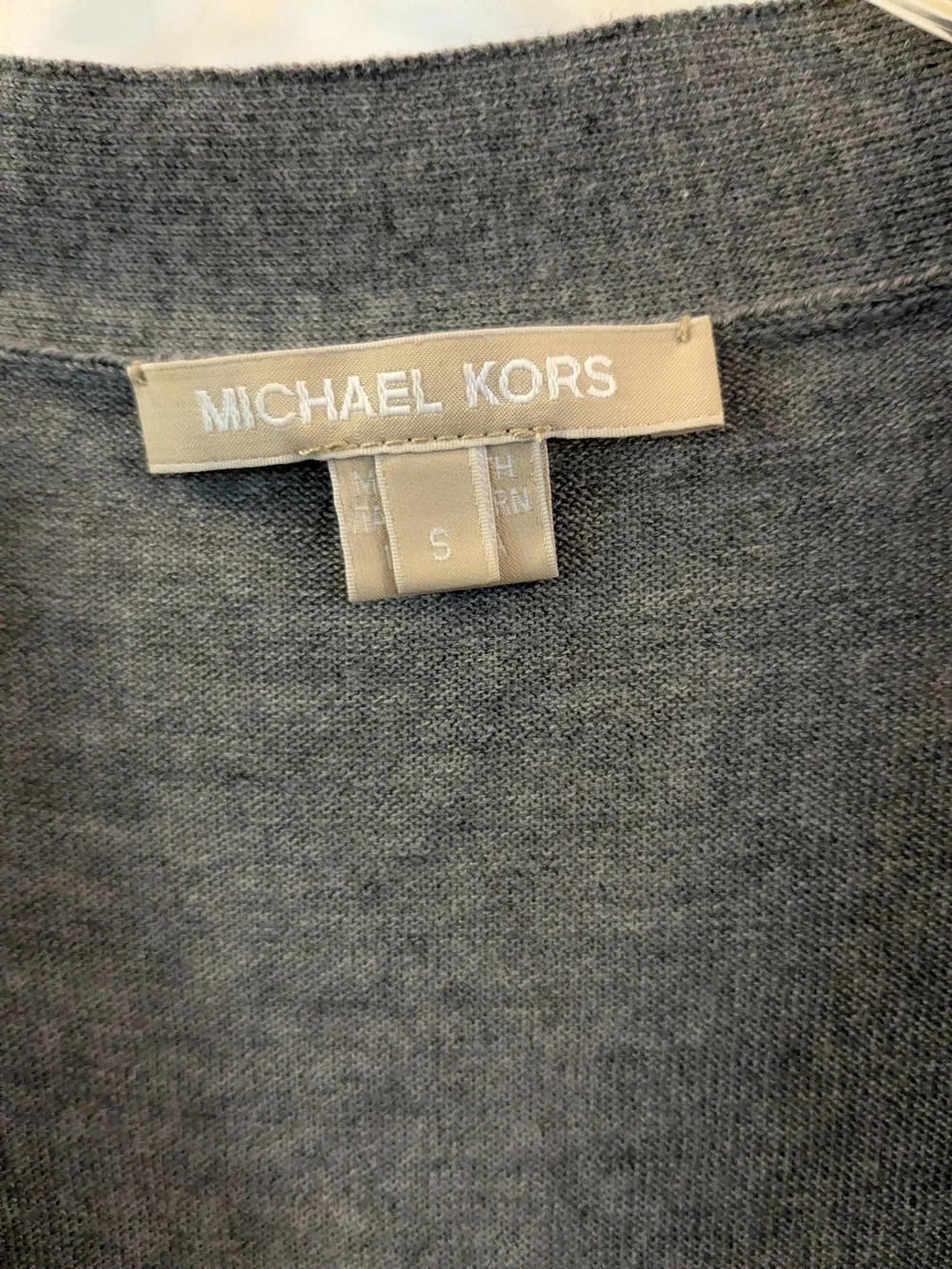 Michael Kors Gray V-Neck Short-Sleeve Tie-Front Sweater